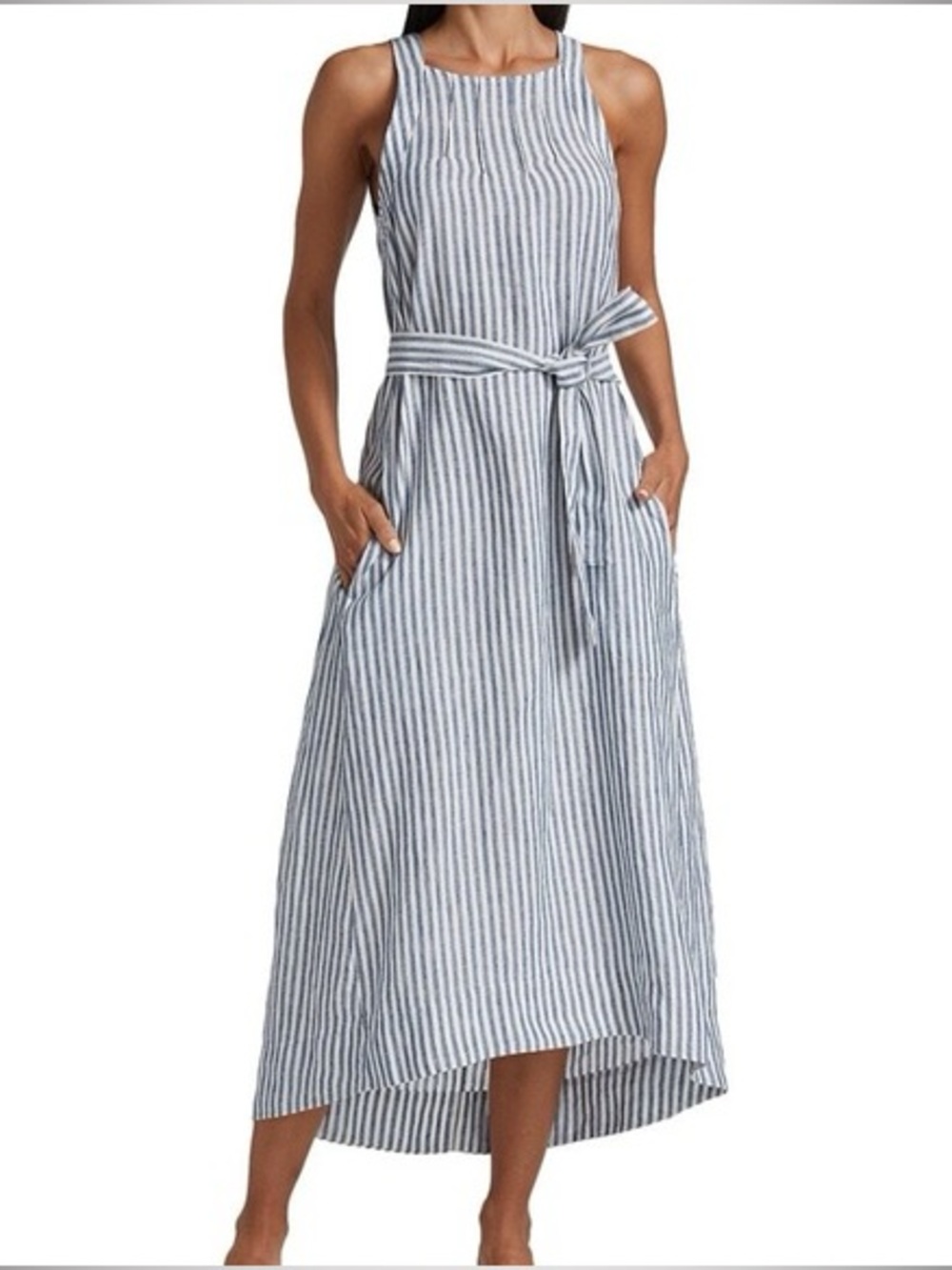 Joie 100% linen stripe midi dress